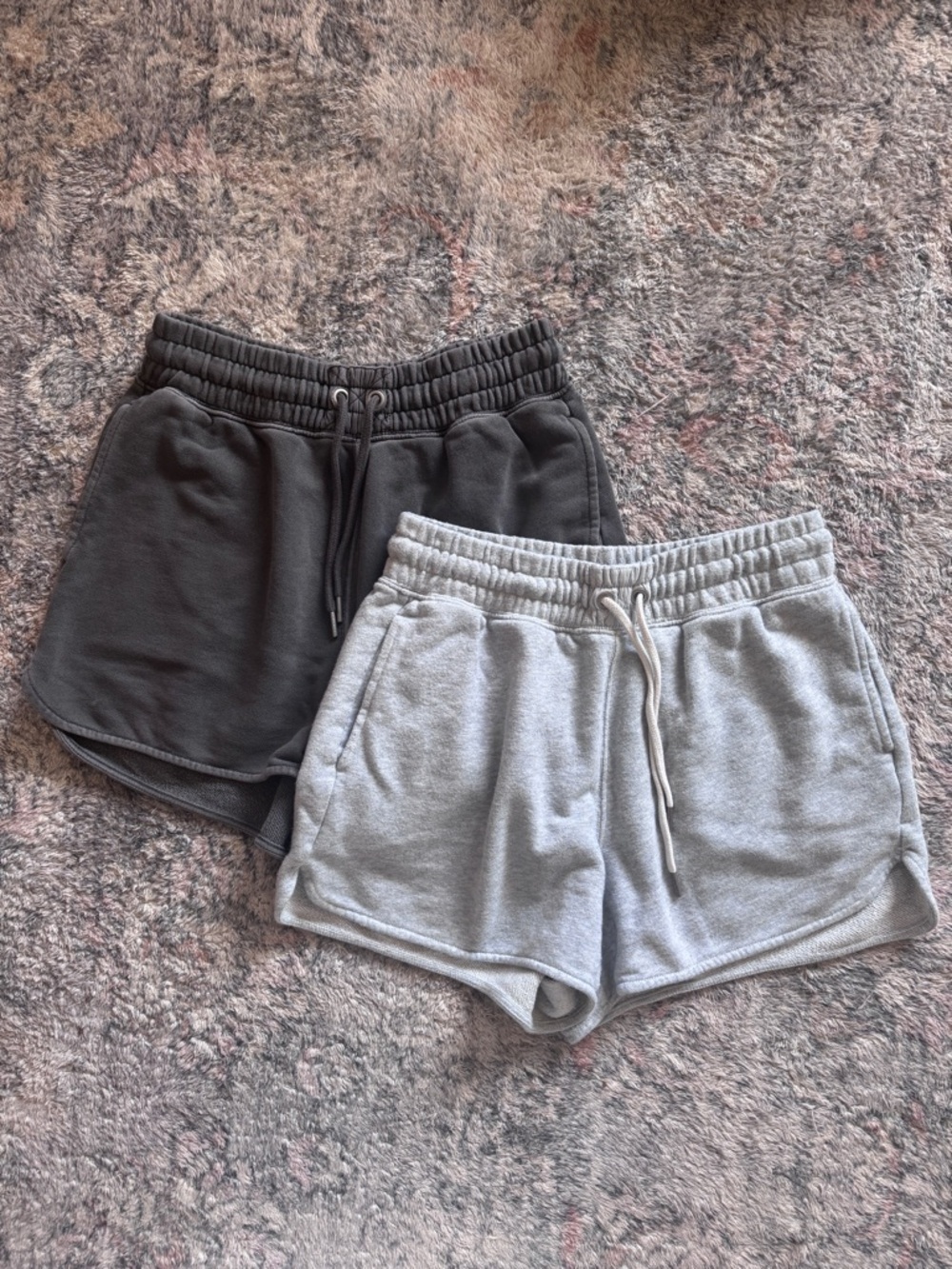 aerie Dual-Pack Athletic Shorts in Light Gray & Charcoal